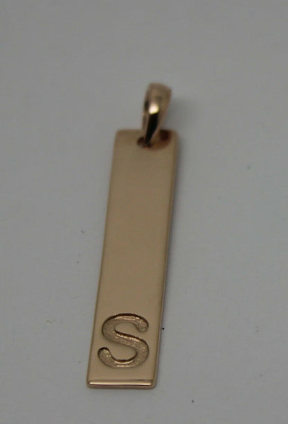 Genuine Solid 9ct 375 Yellow, Rose or White Gold Plate Pendant Engraved With Your Initial
