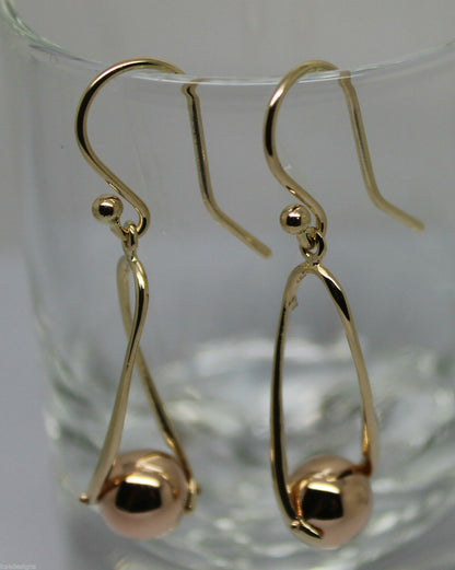 Kaedesigns 9ct 9kt 375 Yellow & Rose Gold 8mm Ball Drop Earrings