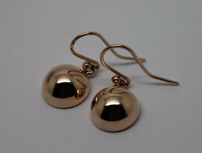 Genuine 9kt 9ct 375 Solid Yellow, Rose & White Gold 12mm Half Plain Ball Earrings