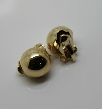 Kaedesigns 9ct 9k 375 Yellow, Rose Or White Gold Clip On 10mm Half Ball Earrings