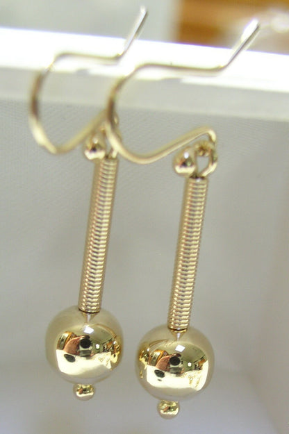 Kaedesigns, Genuine 9ct 9kt Yellow, Rose & White Gold Spinning 8mm Ball Drop Earrings