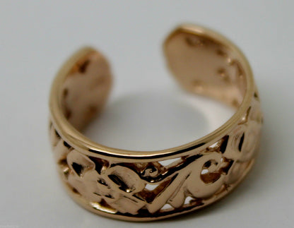Genuine 9ct Yellow or Rose or White Gold or Sterling Silver 7mm Filigree Toe Ring