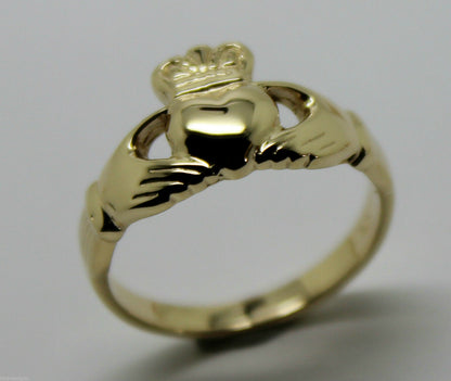 Genuine 9ct 375 Solid Yellow, Rose or White Gold Claddagh Celtic Friendship Ring In Your (Sizes L to S)