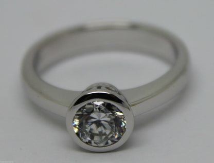 Genuine Cubic Zirconia 9ct Solid White Gold  Ring Size Q