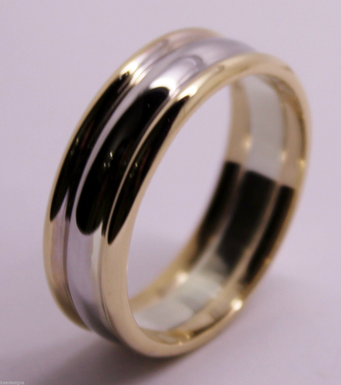 Genuine Full Solid 9ct White & Rose Gold Heavy Band Ring Size X