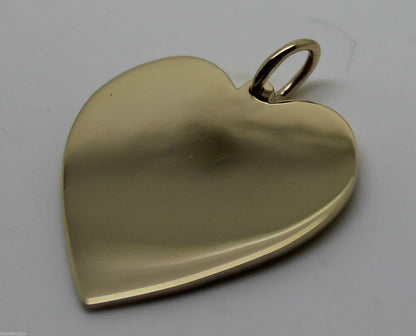 Genuine 375 9ct Yellow Or Rose Or White Gold Large Heart Shield Pendant