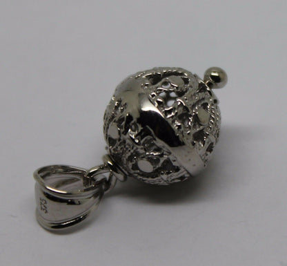 Genuine 9ct 9kt White Gold 12mm Filigree Ball Pendant