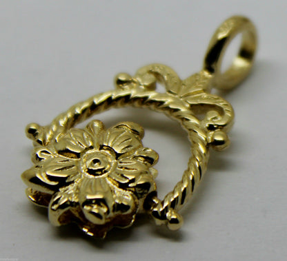 Genuine 9ct 9k 375 Yellow, Rose or White Gold  Flower Spinner Pendant