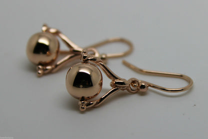 Genuine 9ct 9k 375 Yellow, Rose or White Gold Plain Ball Spinner Earrings