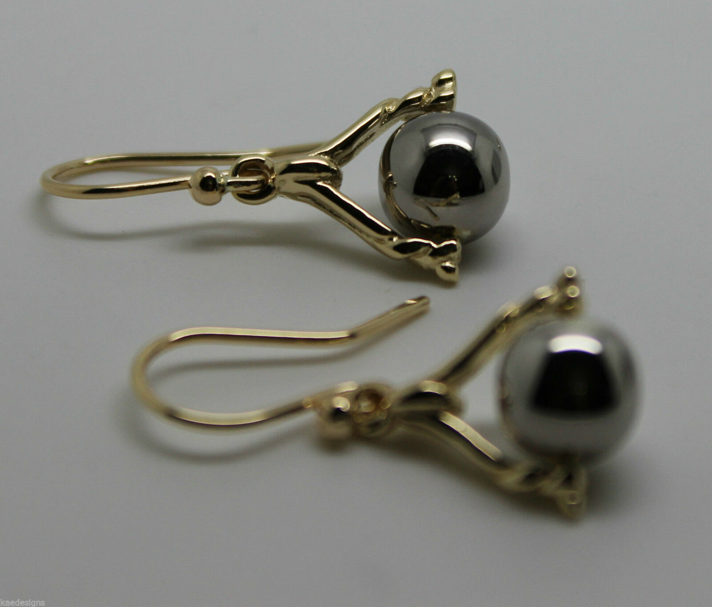 Genuine 9ct 9K 375 Solid Yellow And White Gold Plain Ball Spinner Earrings 435