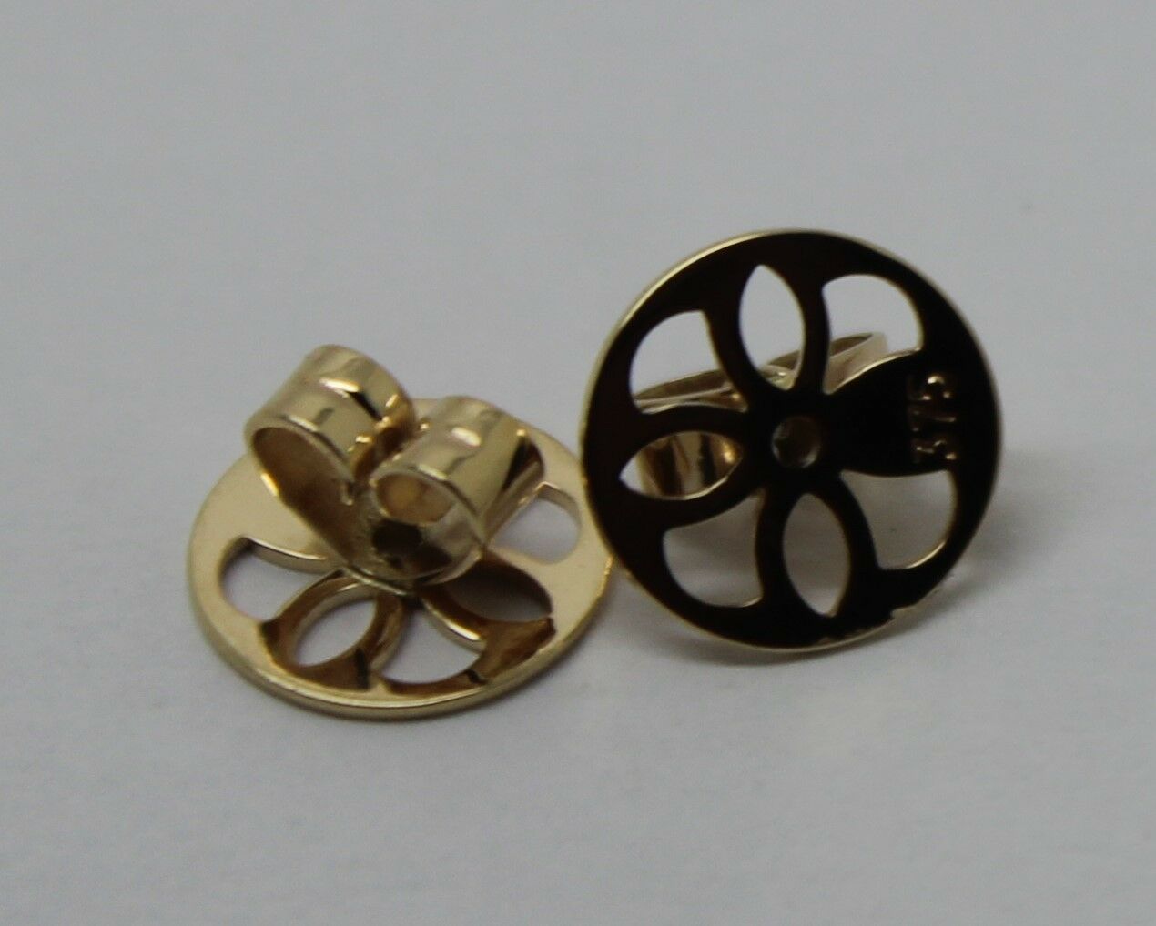 Genuine 9ct or 18ct Yellow or White Gold Filigree Disc Earrings Butterfly Backs
