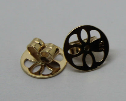 Genuine 9ct or 18ct Yellow or White Gold Filigree Disc Earrings Butterfly Backs