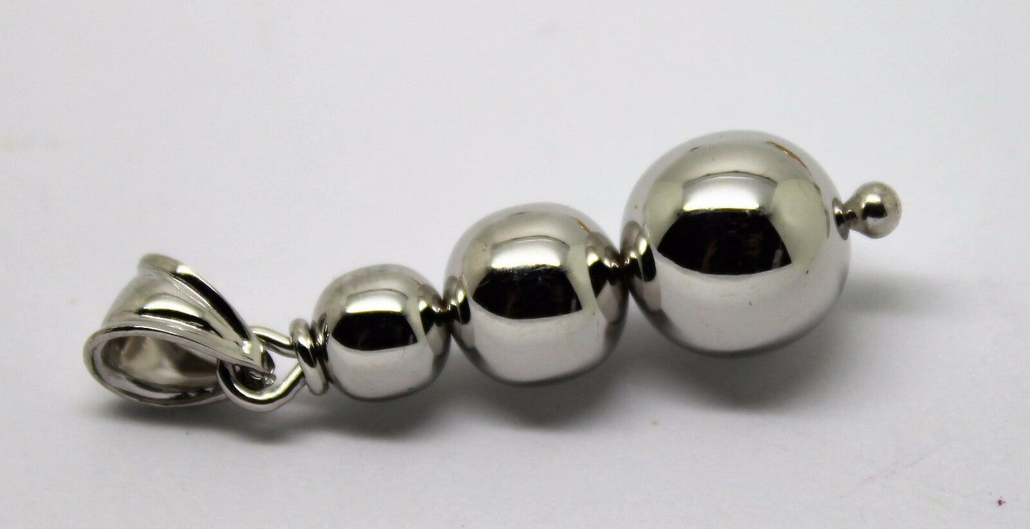 Genuine 9ct Genuine White Gold 3 Three Ball Drop Pendant *