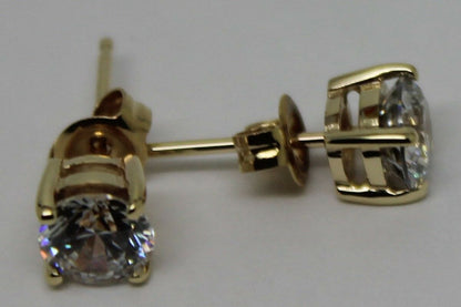 Genuine 9ct Yellow Gold Claw-Set Round 6mm Stud Earrings