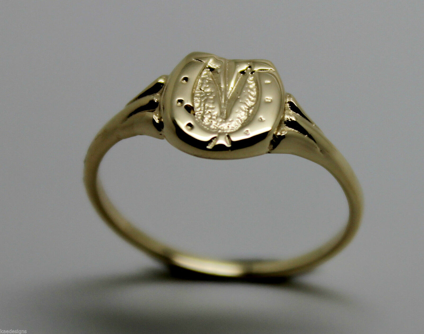 Genuine Solid 9ct 9kt Yellow Gold 375 Childs Lucky Horseshoe Ring - Choose your size