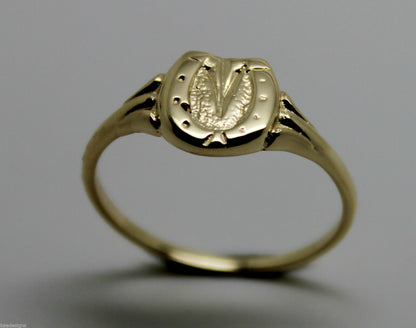 Genuine Solid 9ct 9kt Yellow Gold 375 Childs Lucky Horseshoe Ring - Choose your size