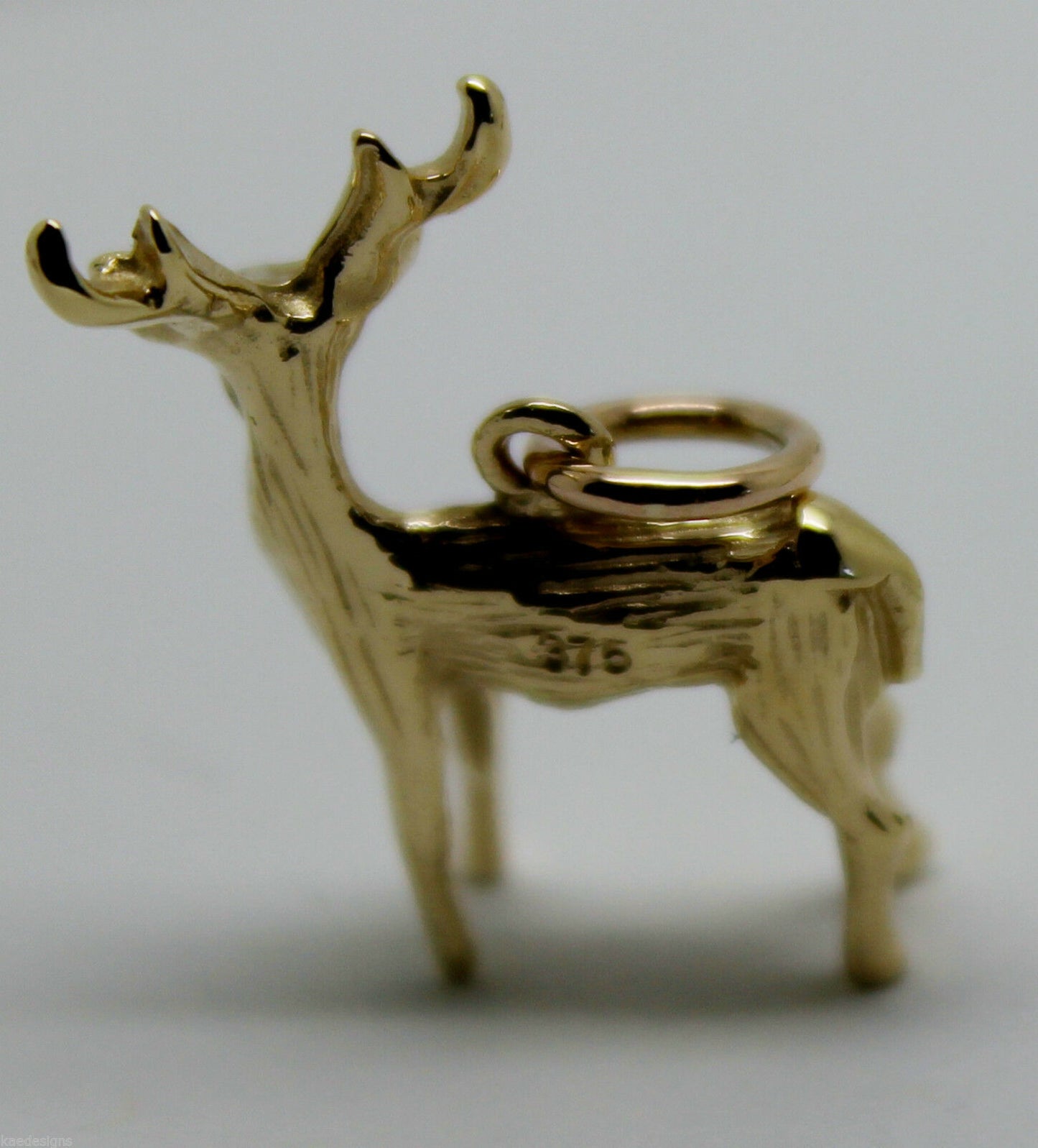 Kaedesigns, 3D 9ct Yellow Or Rose Or White Gold Deer Or Moose Charm Or Pendant