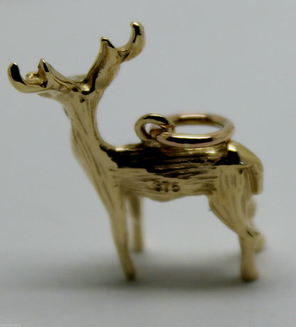 Kaedesigns, 3D 9ct Yellow Or Rose Or White Gold Deer Or Moose Charm Or Pendant