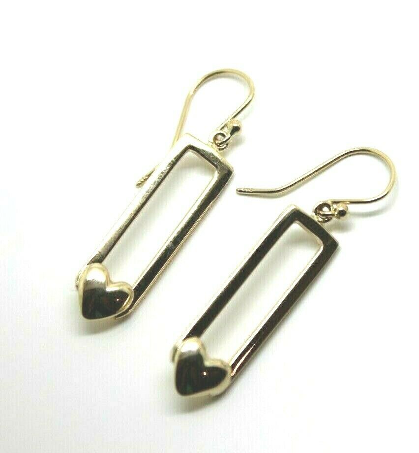 Genuine 9ct 9k 375 Yellow, Rose or White Gold Heart Drop Hook Earrings
