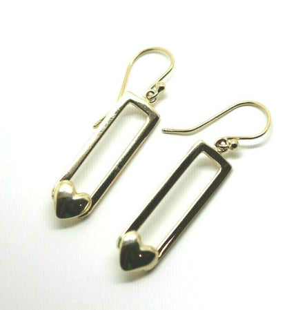 Genuine 9ct 9k 375 Yellow, Rose or White Gold Heart Drop Hook Earrings