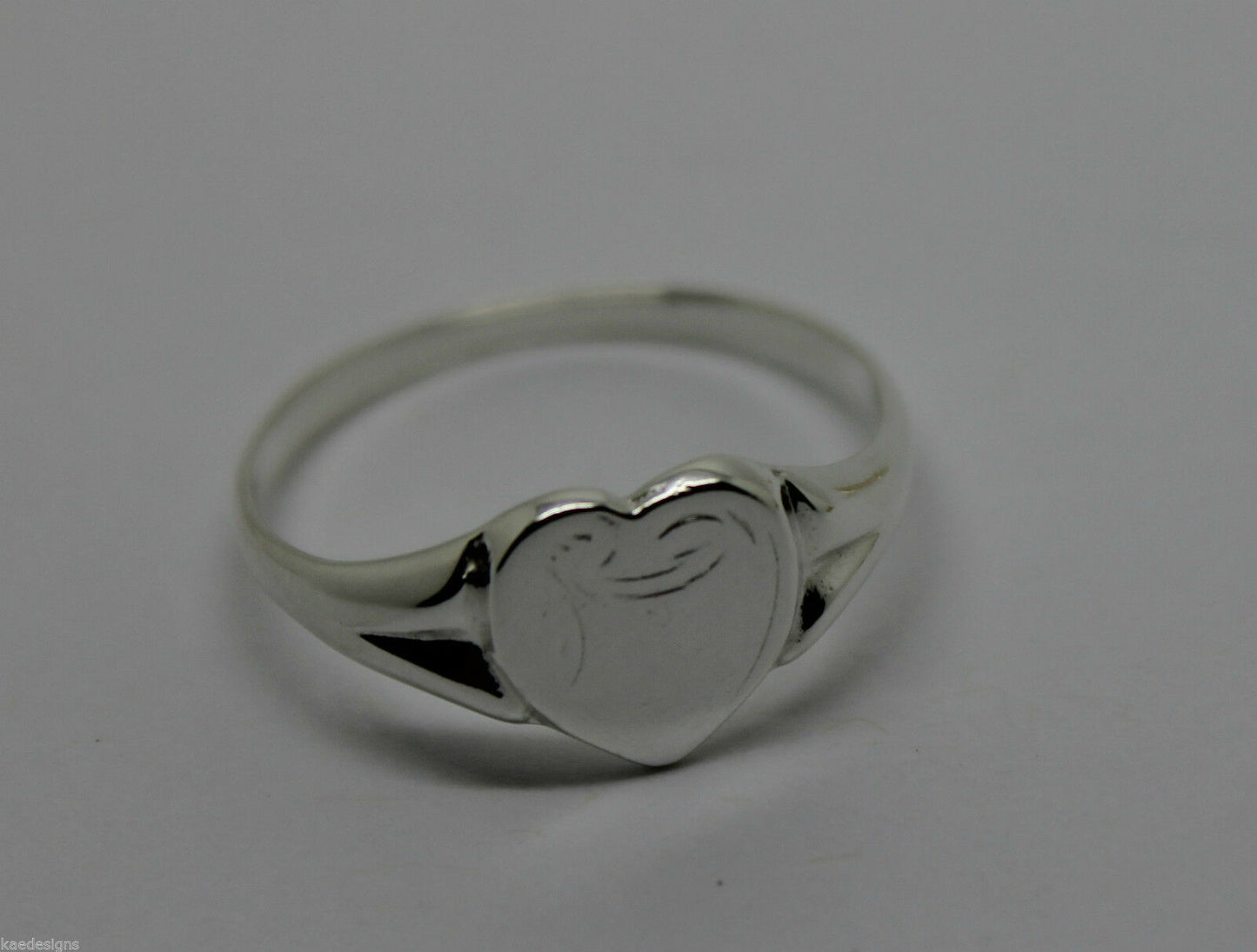 Kaedesigns, New Genuine Large Sterling Silver Heart Signet Ring - Choose your size