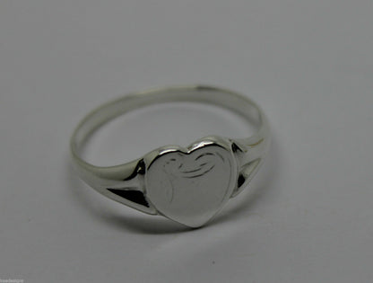 Kaedesigns, New Genuine Large Sterling Silver Heart Signet Ring - Choose your size