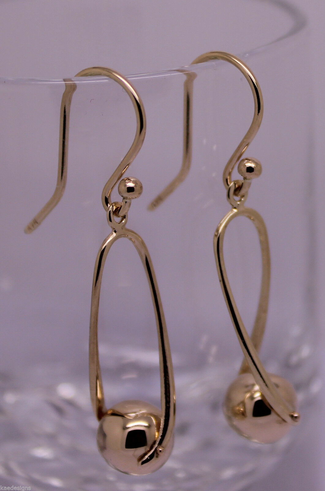 Kaedesigns, 9ct Yellow Or White Or Rose Gold  Hook Gold 8mm Ball Drop Earring