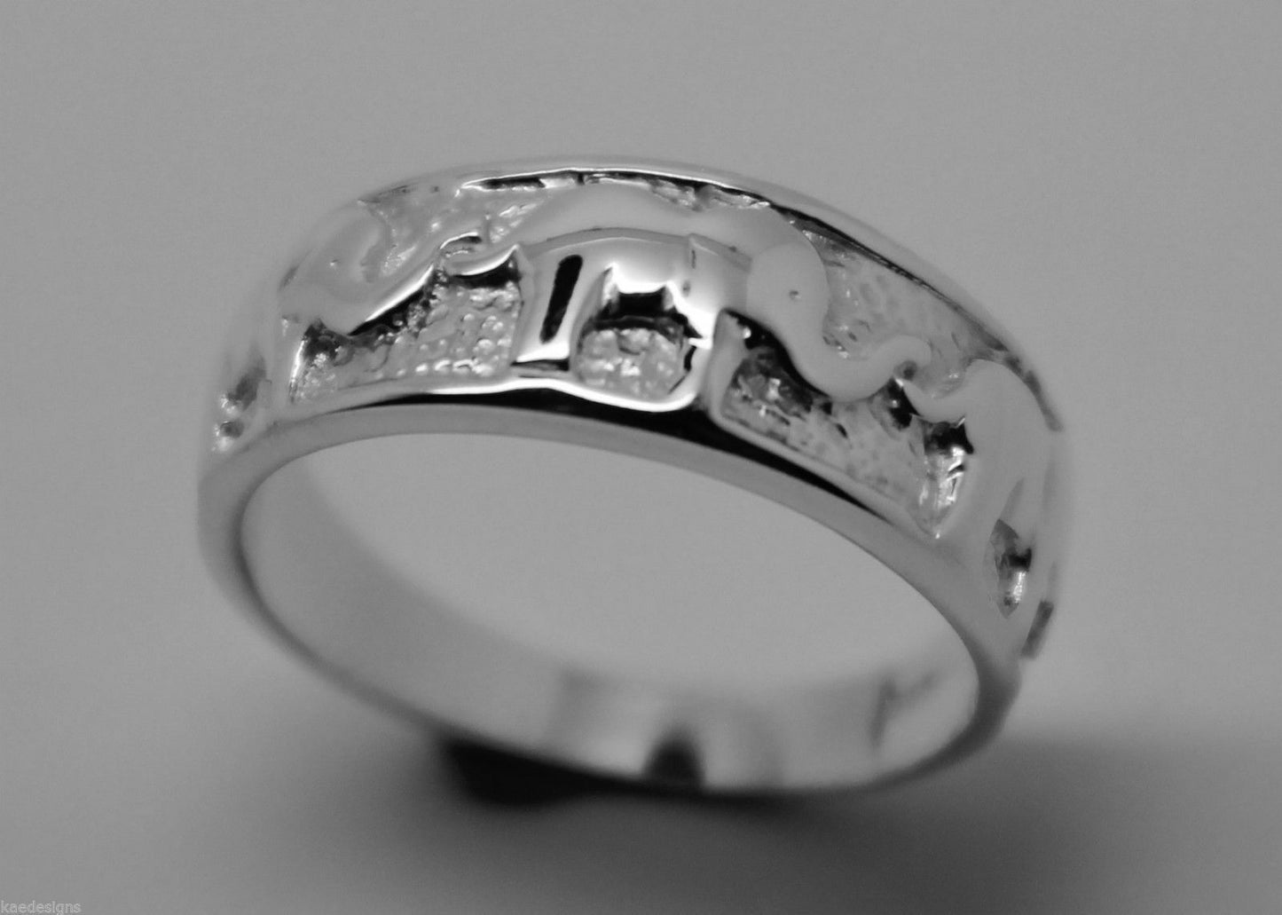 Size K Solid Sterling Silver 925 Lucky Elephant Ring