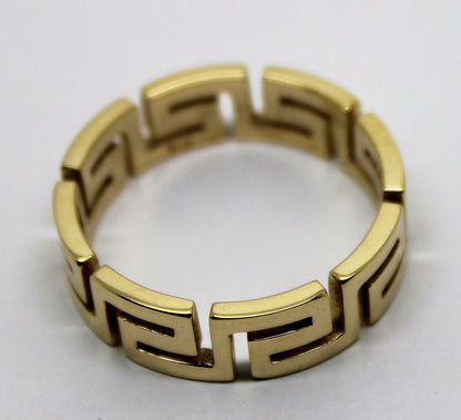 Genuine Size R / 8 5/8 Solid 9ct 9k Heavy Yellow, Rose or White Gold Greek Key Ring