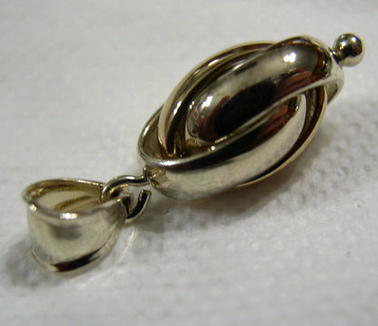 Genuine 9ct 9k 375 Yellow & White Gold Oval Triple Belcher Ball Pendant
