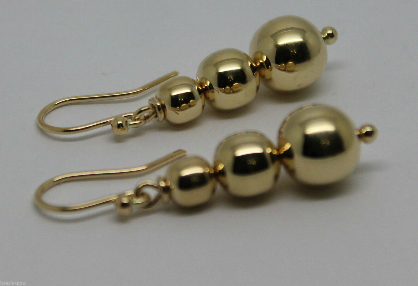 Kaedesigns 9ct 9k 375 Yellow Or White Or Rose Gold 375 Three Ball Drop Ball Earrings