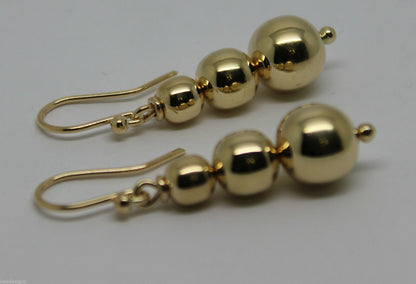 Kaedesigns 9ct 9k 375 Yellow Or White Or Rose Gold 375 Three Ball Drop Ball Earrings