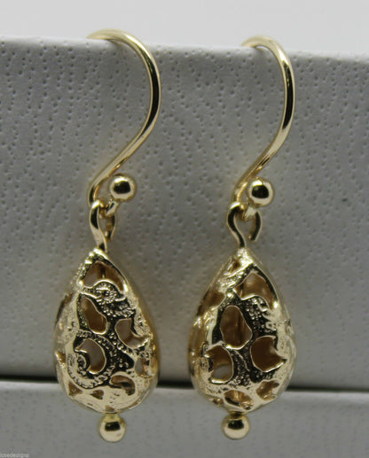 Kaedesigns 9ct 9k 375 Yellow Or White Or Rose Gold Teardrop Filigree Earrings
