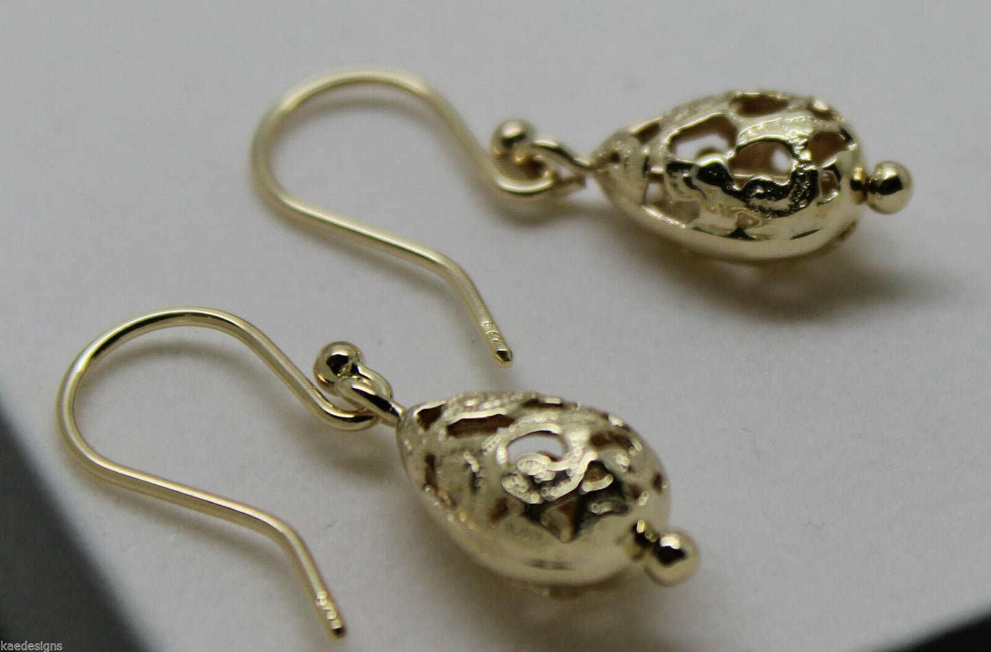Kaedesigns 9ct 9k 375 Yellow Or White Or Rose Gold Teardrop Filigree Earrings