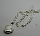 Sterling Silver Oval Locket Pendant 2 Photos & 50cm Silver Chain