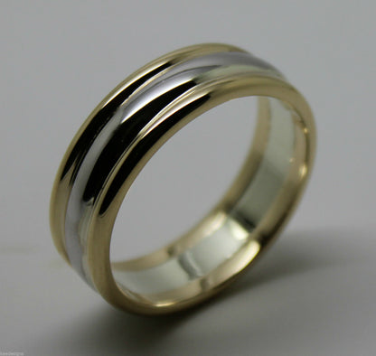 Genuine Full Solid 9ct White & Yellow Gold Heavy Band Ring Size X