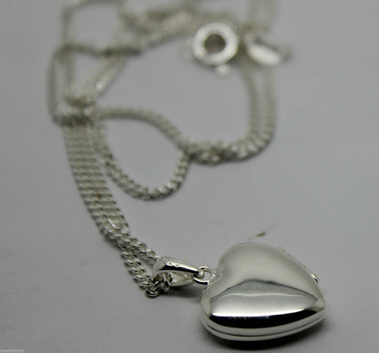 Sterling Silver 925 Heart Locket Pendant 2 Photos & Silver Chain