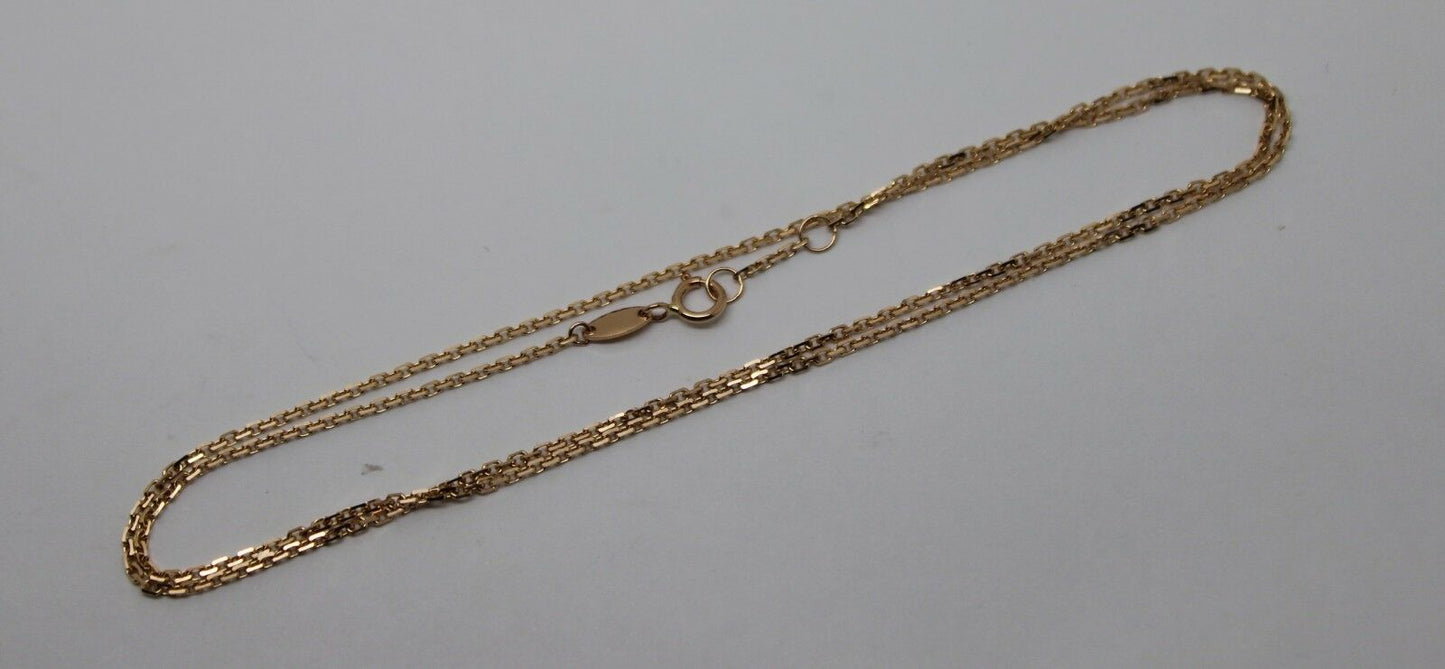 Genuine 18k 18ct 750 Rose Gold Box Chain Necklace 44cm 2.71g