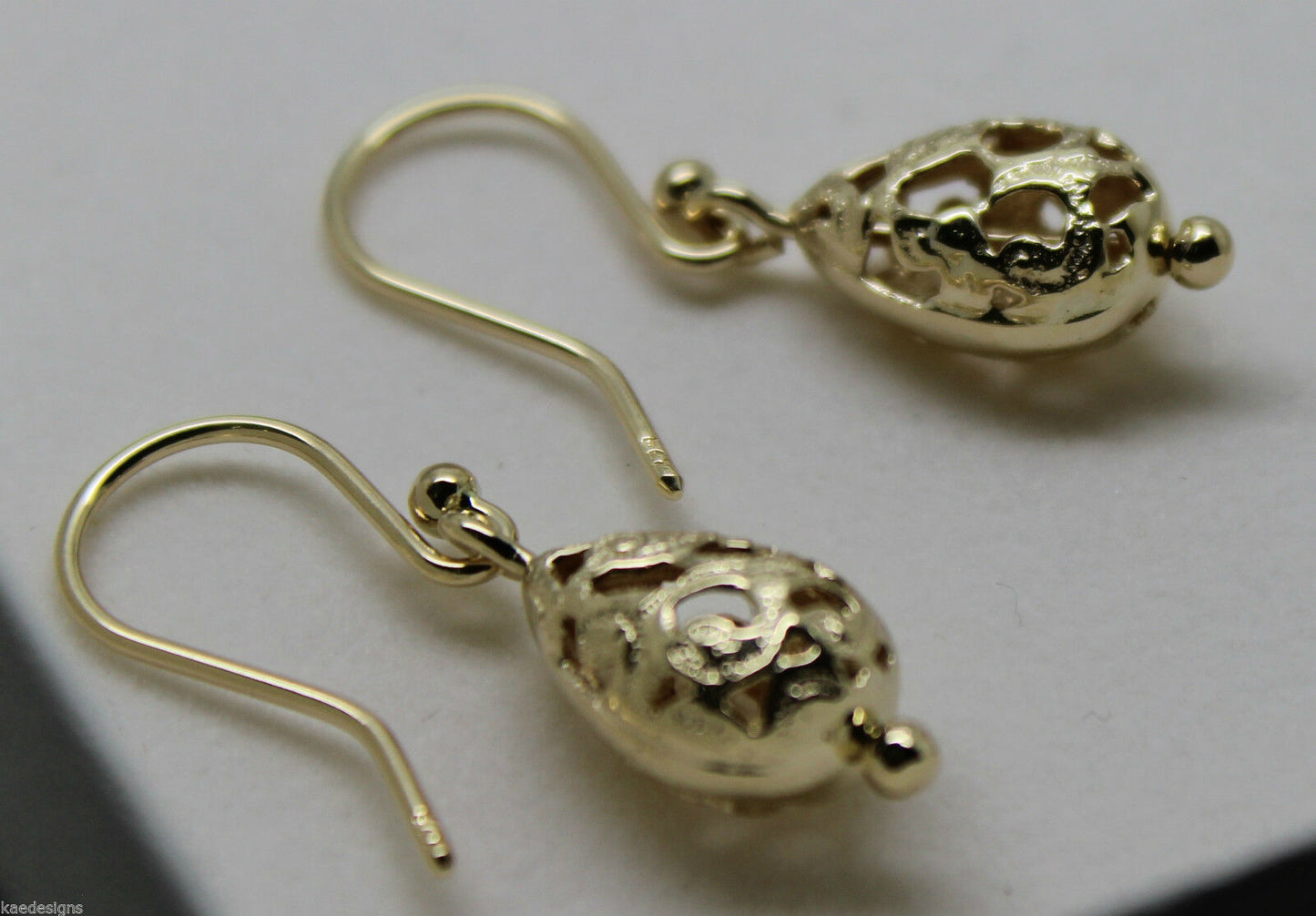 Kaedesigns 9ct 9k 375 Yellow Or White Or Rose Gold Teardrop Filigree Earrings