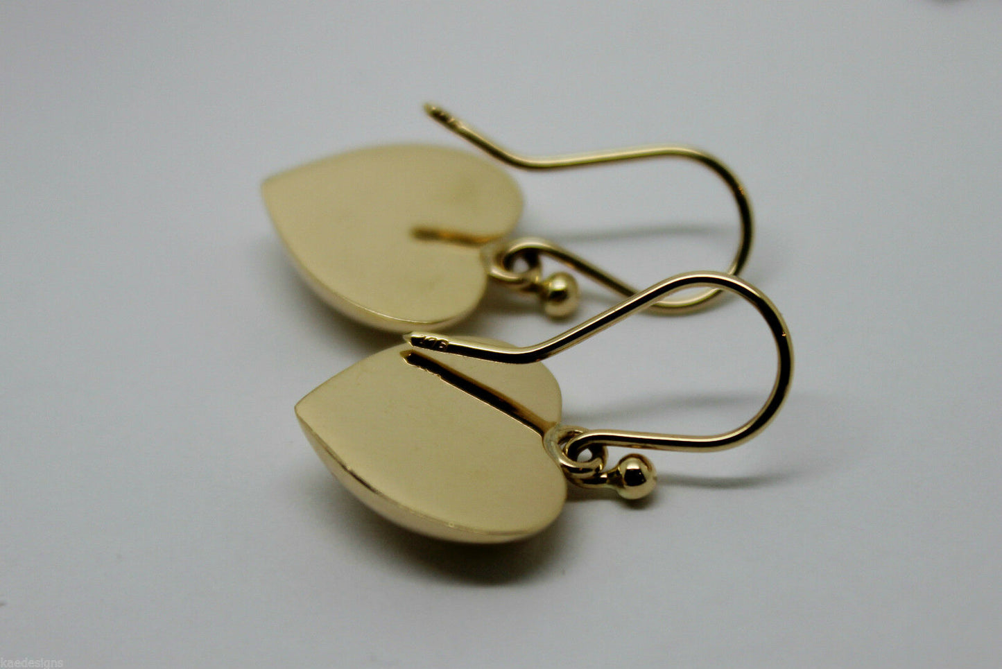 Genuine 9ct Yellow Gold or White Gold or Rose Gold Half Heart Earrings