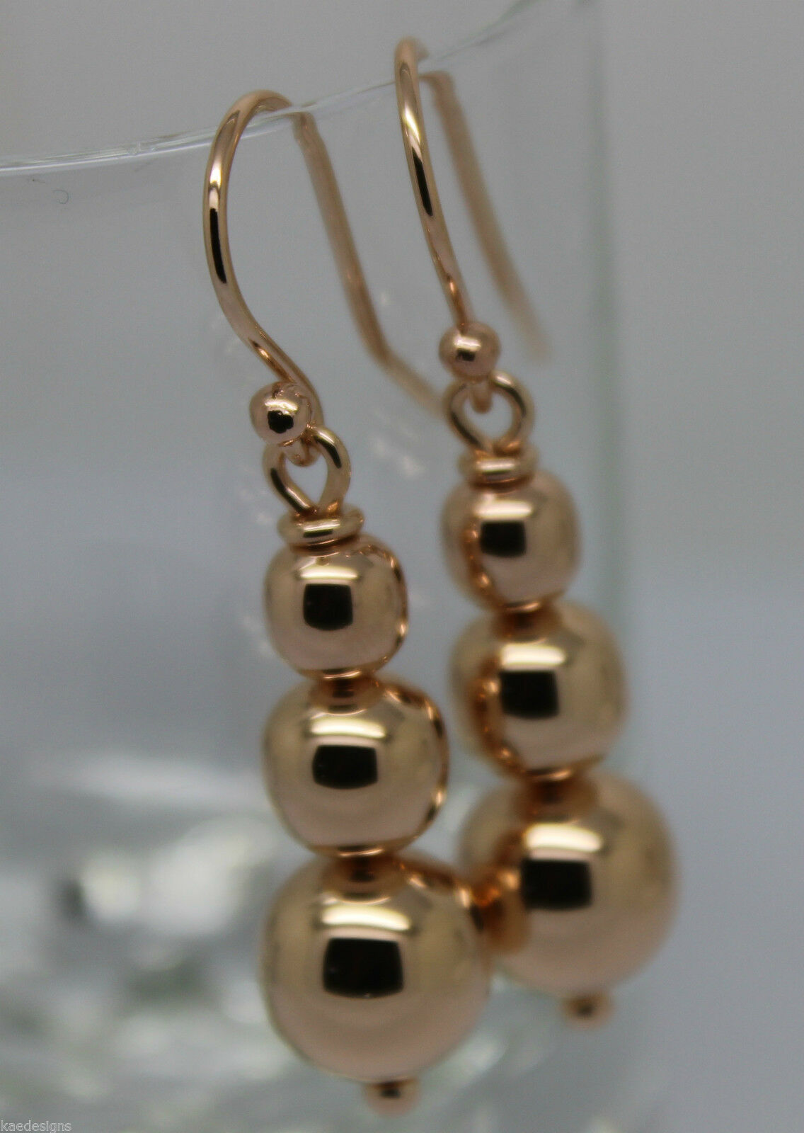 Kaedesigns 9ct 9k 375 Yellow Or White Or Rose Gold 375 Three Ball Drop Ball Earrings