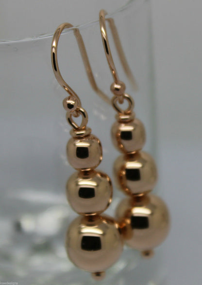 Kaedesigns 9ct 9k 375 Yellow Or White Or Rose Gold 375 Three Ball Drop Ball Earrings