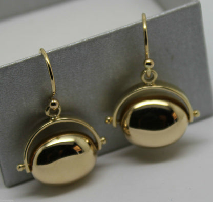 Genuine 9ct Yellow Or White Or Rose Gold 375 Heavy Large Oval Spinner Earrings