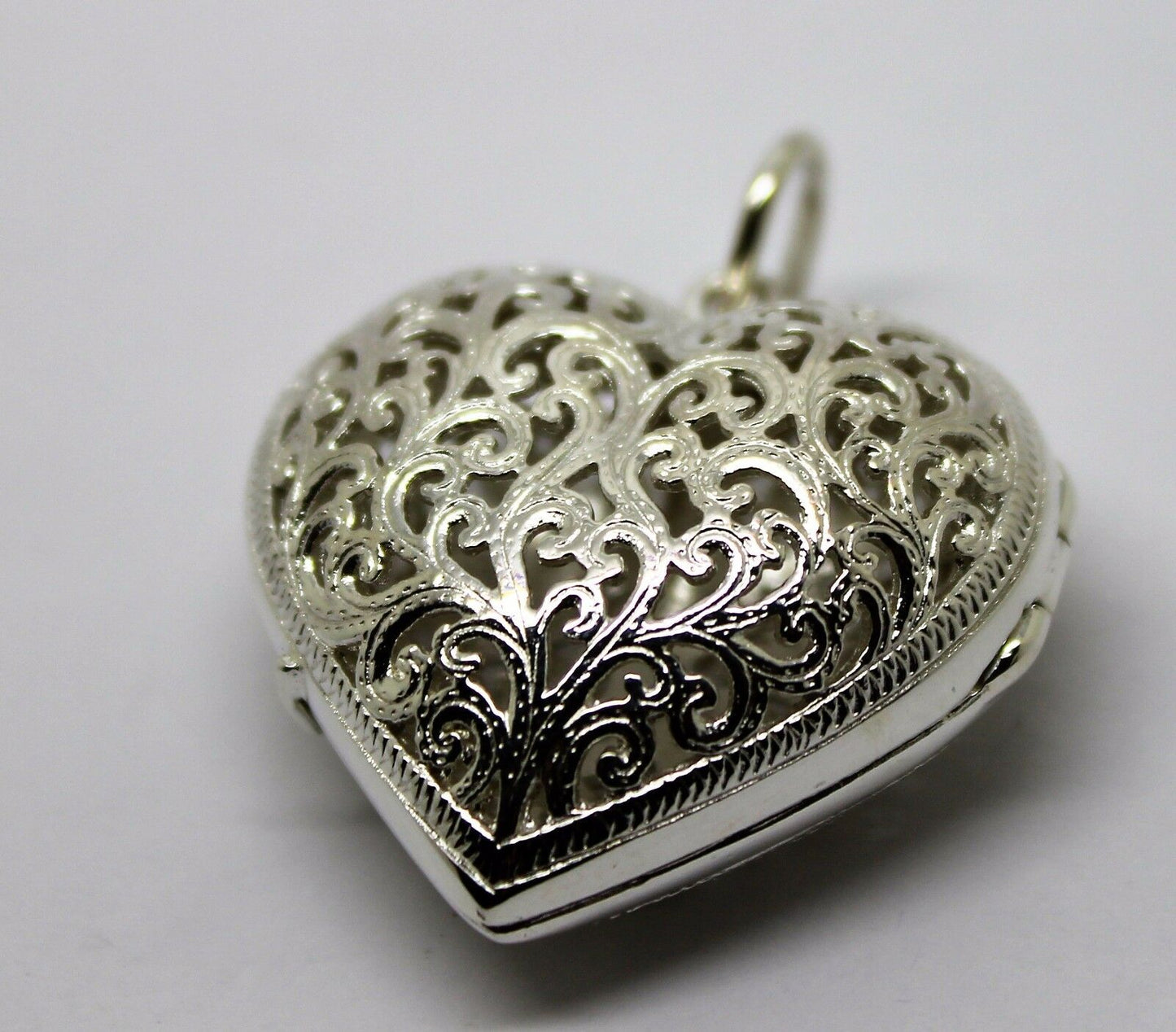 Heavy Large Genuine Sterling Silver 925 Filigree Heart Pendant Locket