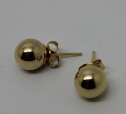 Kaedesigns Genuine 14ct Yellow Gold 7mm Stud Ball Earrings
