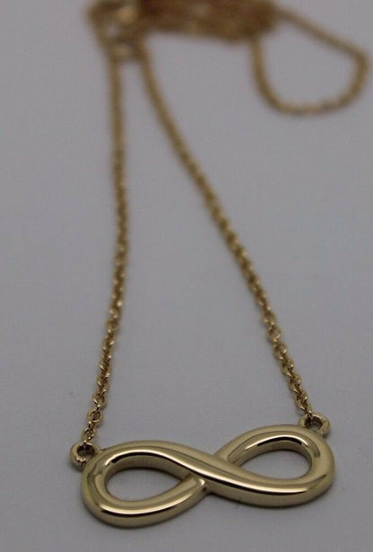 Kaedesigns 9ct 9k 375 Solid Yellow Gold Infinity Long 56cm Belcher Necklace