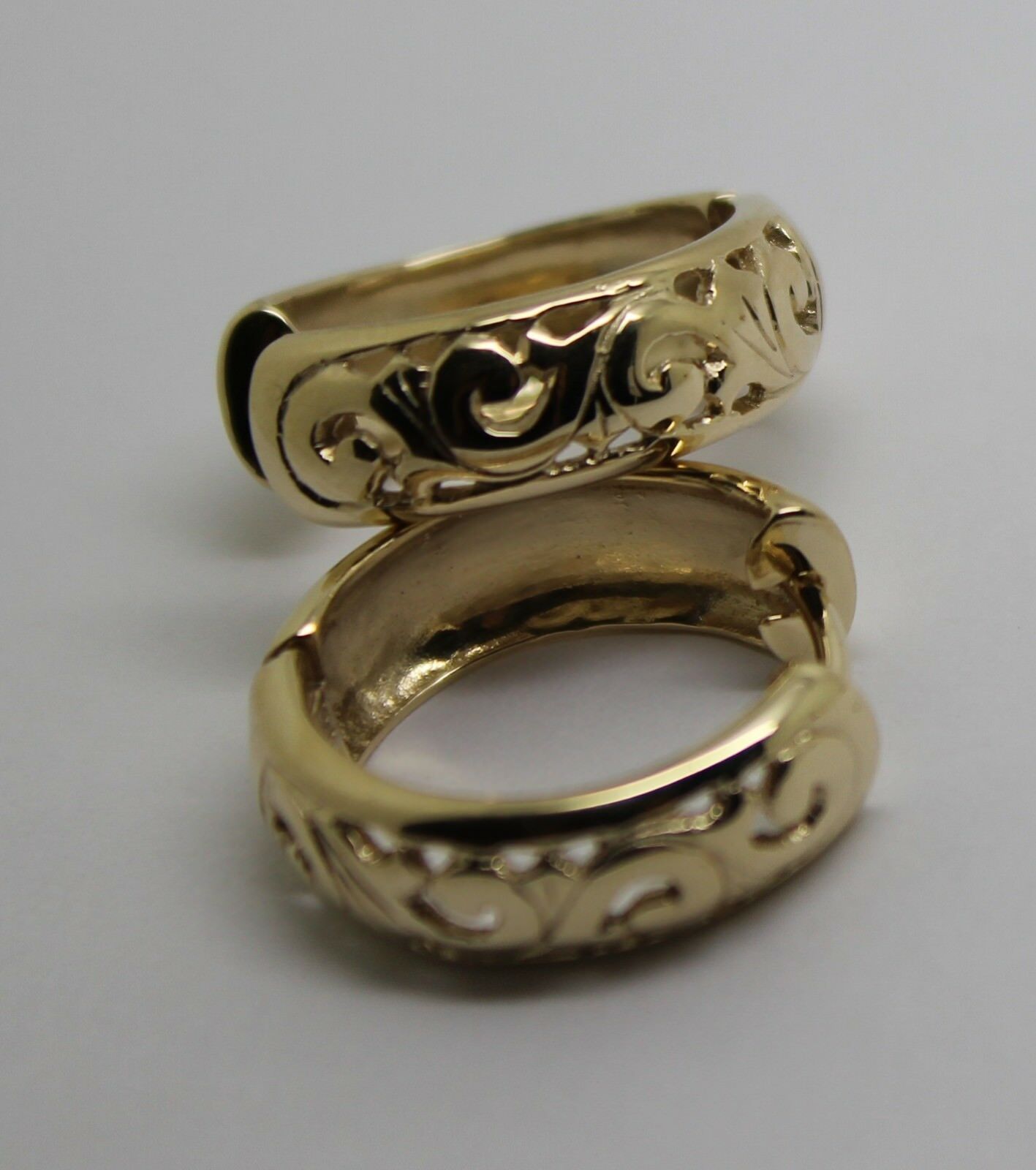 Kaedesigns Genuine 9ct 9k 375 Solid Yellow, Rose or White Gold Hoop Filigree Huggies Earrings
