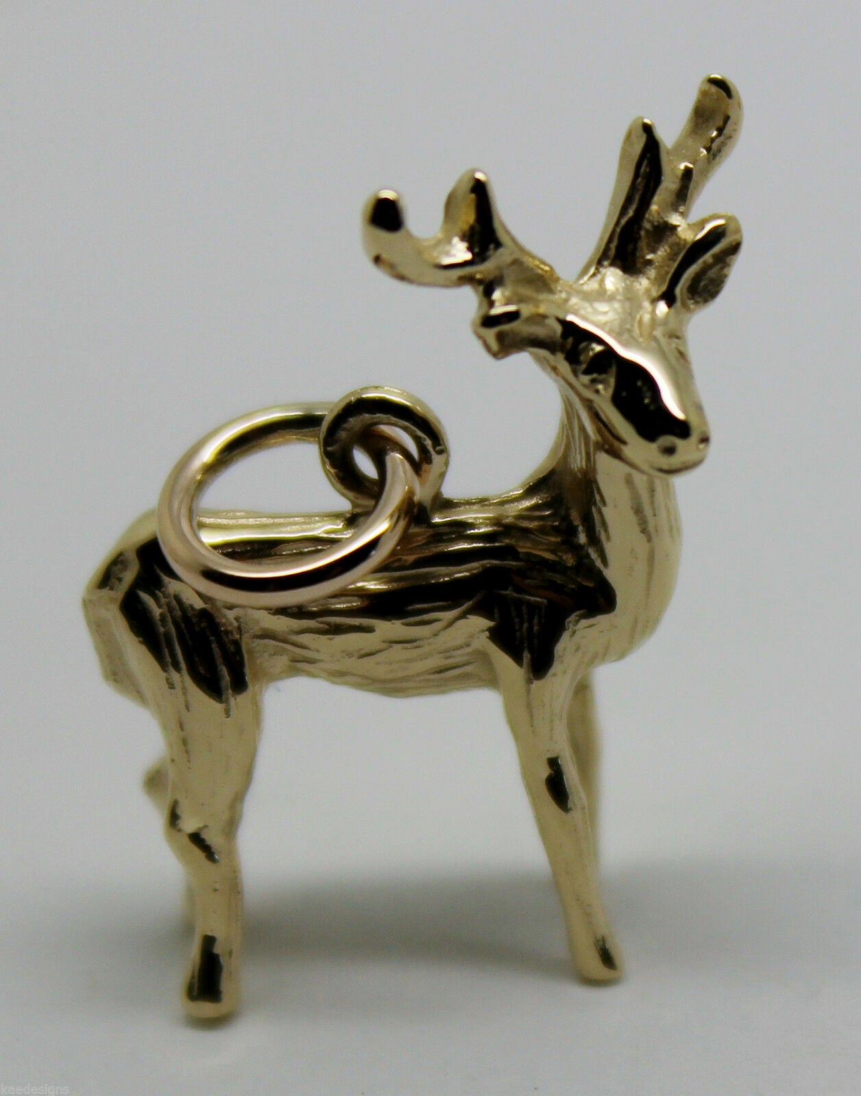 Kaedesigns, 3D 9ct Yellow Or Rose Or White Gold Deer Or Moose Charm Or Pendant