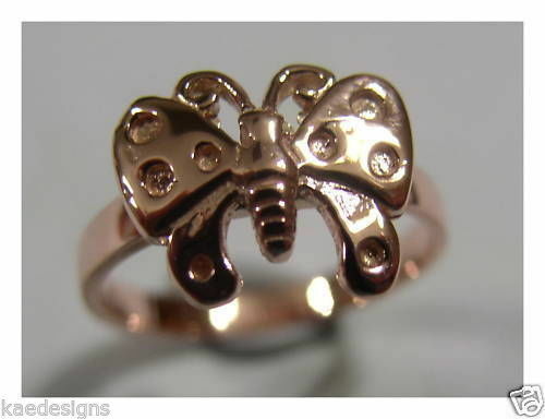 Genuine Solid 9ct White Or Rose Or Yellow Gold Butterfly Ring Choose Size