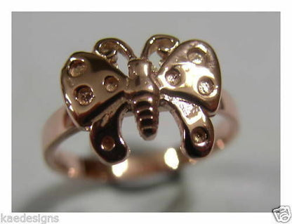 Genuine Solid 9ct White Or Rose Or Yellow Gold Butterfly Ring Choose Size